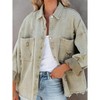 Womens Ripped Distressed Denim Jacket Tops Oversized Casual Long Sleeve Basic Jean Jacket Coats - 4 of 4