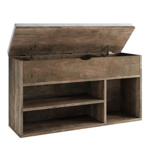 Shoe Storage Bench with Cushion, Lift-Top Storage Box, 2-Tier Open Shoe Rack - Wooden Entryway & Bedroom Bench - 1 of 4