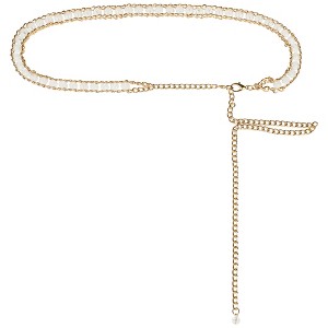 INSPIRE CHIC Women's Metal Gold Rhinestone Crystal Body Waist Chain Belts - 1 of 4