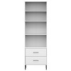Bookcase with 2 Drawers White 23.6"x13.8"x70.9" Solid Wood OSLO - 4 of 4