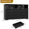 Zstar Modern Wide 6 Drawers Dressers with Power Outlet and Led Lights for Living Room, Hallway - 2 of 4