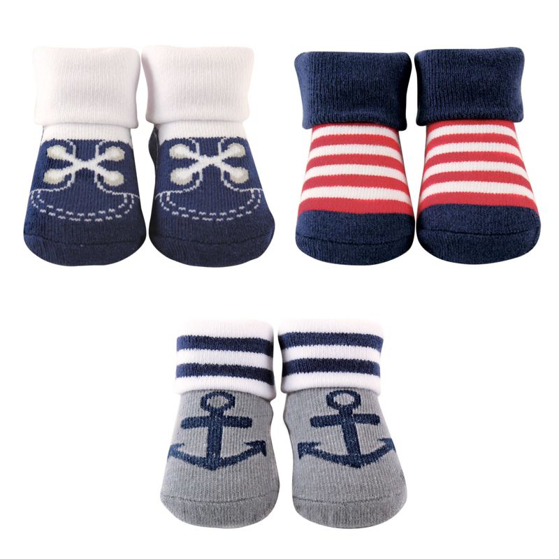 Luvable Friends Baby Boy Socks Giftset, Nautical, 0-9 Months, 1 of 3