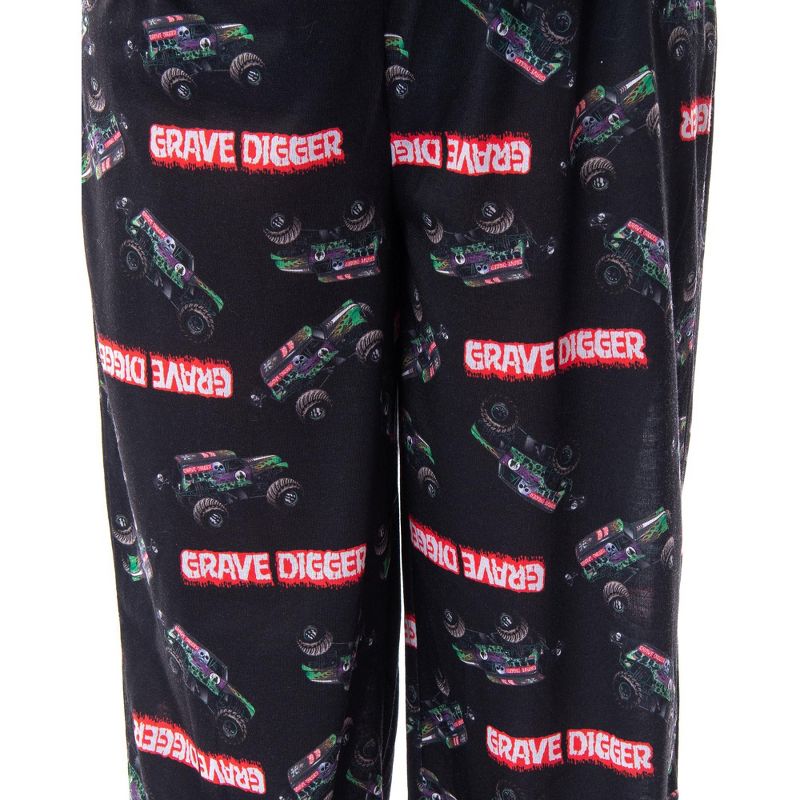 Monster Jam Boys' Grave Digger Monster Truck Shirt And Pants Pajama Set, 3 of 5