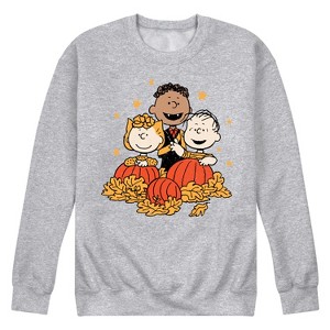 Men's - Peanuts - Franklin Sally and Linus Halloween Pumpkins Graphic Fleece Sweatshirt - 1 of 4
