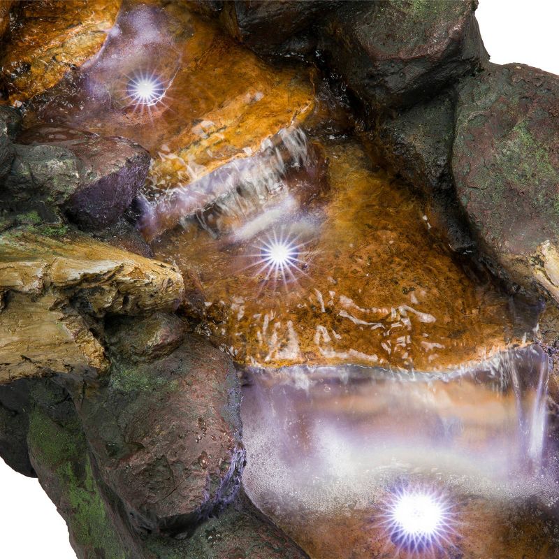 19&#34; Resin River Rocks and Logs Fountain with LED Lights Gray/Cool White - Alpine Corporation, 6 of 8