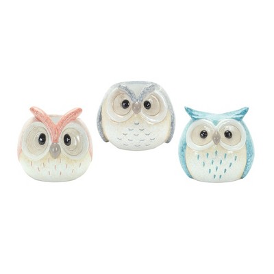 Melrose Pastel Terracotta Owl Figurine (Set of 3)
