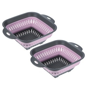Unique Bargains Silicone Foldable Ergonomic Handles Dishwasher Safe Colander 2 Pcs - 1 of 4