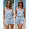 EXLURA Womens Summer 2 Piece Sets Sleeveless V Neck Knotted Tank Tops Shorts Matching Sets Vacation Cruise Beach Outfits 2025 - 2 of 4