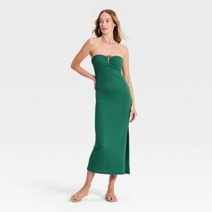 Women's Textured Knit Maxi Dress - A New Day Teal Green M