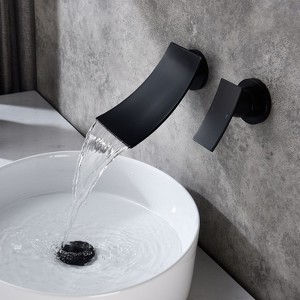 PAGED Waterfall Bathroom Faucet, Wall Mount Widespread Bathroom Sink Faucet with Precision Control Valve - 1 of 4