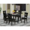 HomeStock 7-Pc Rectangle Black Finish Solid Wood Top Dining Table with 6 Chairs with Slat Back - 2 of 4