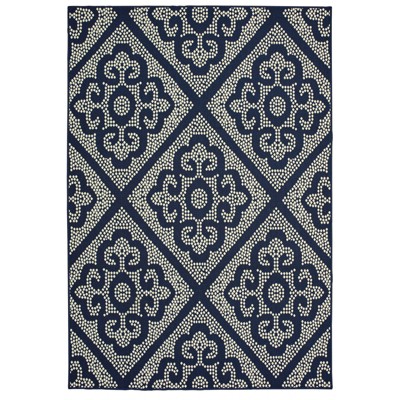 Oriental Weavers Marina 3804B Navy/ Ivory Indoor/Outdoor Area Rug - 1'9" x 3'9"