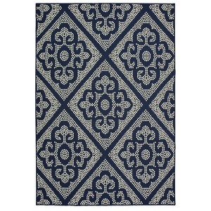 Oriental Weavers Marina 3804B Navy/ Ivory Indoor/Outdoor Area Rug - 3'7" x 5'6" - 1 of 3