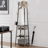 VECELO Freestanding Industrial Coat Rack with Metal Basket, 2 Shelves & 8 Dual Hooks – Entryway Hall Tree for Hats, Bags, and Scarves - 2 of 4