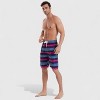 Anna-Kaci Men's Vibrant Stripe Gradient Swim Shorts with Drawstring Waist and Side Cargo Pocket - 3 of 4