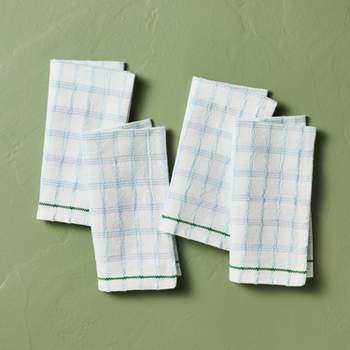 4pk Tri-Stripe Plaid Stitched Cloth Napkins - Hearth & Hand™ with Magnolia