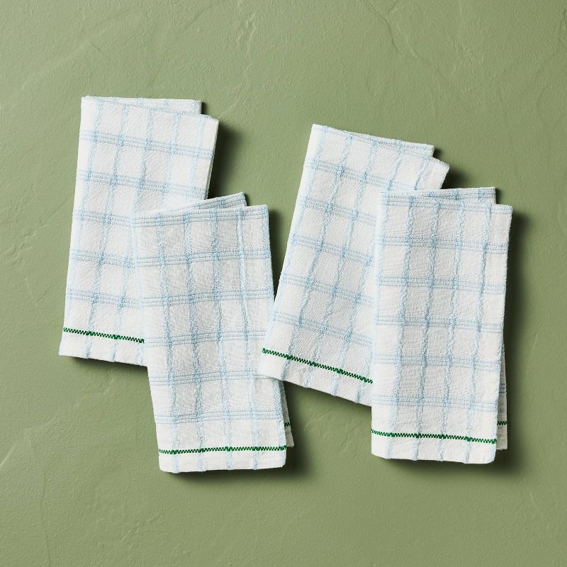 4pk Tri-Stripe Plaid Stitched Cloth Napkins - Hearth & Hand™ with Magnolia, 1 of 5