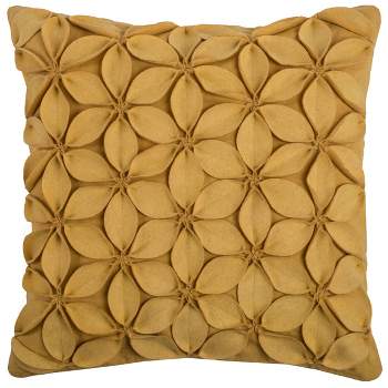 18"x18" Botanical Petals Solid Square Throw Pillow Cover Yellow - Rizzy Home