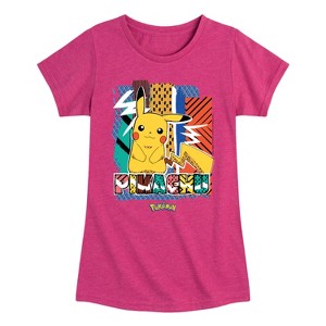 Girls' - Pokémon - Pikachu Summer Pattern Fitted Short Sleeve Graphic T-Shirt - 1 of 4