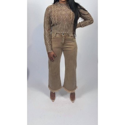 Women's Frayed Hem Washed Jeans - EL KANNA
