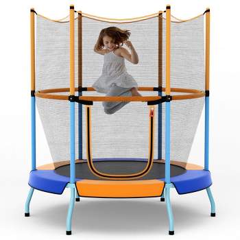 Costway 48" Toddler Trampoline for Kids with Safety Enclosure Net Heavy-duty Frame Orange/Yellow