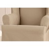 Heavy Weight Cotton Canvas Wing Chair Slipcover Khaki - Sure Fit: T-Cushion Compatible, Machine Washable - 2 of 4