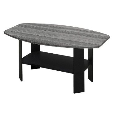 HomeRoots Set of Three 36" Gray And Black Wood Coffee Table With Shelf