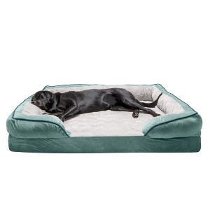 FurHaven Velvet Waves Perfect Comfort Cooling Gel Top Memory Foam Sofa Dog Bed - 1 of 4