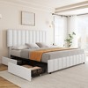 Whizmax Upholstered Bed Frame with 4 Storage Drawers, Adjustable Headboard & Wood Slats, No Box Spring Needed - 3 of 4