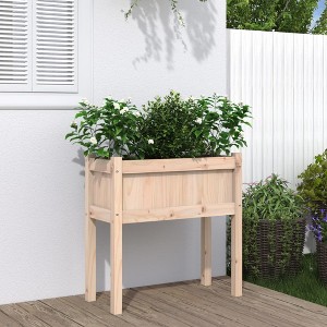 vidaXL Garden Planter with Legs 27.6"x12.2"x27.6" Solid Wood Pine - 1 of 4