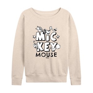 Women's - Disney - Mickey Mouse Lightweight French Terry Wide Neck Long Sleeve Shirt - 1 of 4