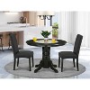 Medieval Round Dining Set - 42 Inch Table & 2 Parsons Chairs - Black Finish - Linen Fabric - 2 of 4