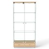 Okak 16/32in Modern Display Case, Glass Bookshelf with 4 Shelves and Drawer, Cube Storage Organizer for Living Room and Bedroom - 3 of 4
