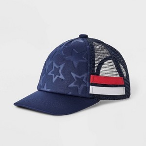 Baby Boys' Stars Trucker Hat - Cat & Jack™ Navy Blue 12-24M - 1 of 3