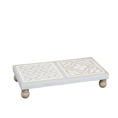 VIP Wood 15.75 in. White Carved Riser with Double Damask
