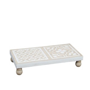 VIP Wood 15.75 in. White Carved Riser with Double Damask - 1 of 2