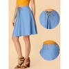 Allegra K Women's Lace-Up Knee Length Flared Pleated Denim Jean Skirt - 2 of 4