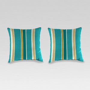 Outdoor Set of 2 Accessory Toss Pillows - Turquoise/Yellow - Jordan Manufacturing