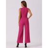 Allegra K Women's Sleeveless V Neck High Waist Wide Leg Jumpsuit - 4 of 4