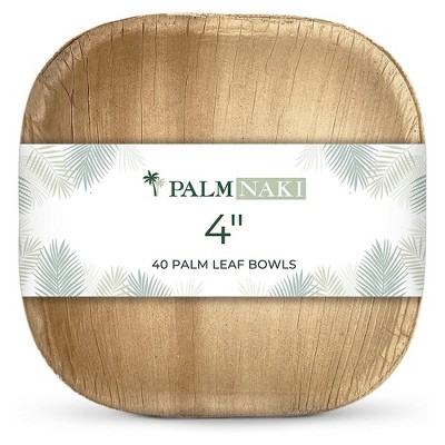 Palm Naki Square Palm Leaf Condiment Bowls (40 Count), Disposable, Compostable, Biodegradable