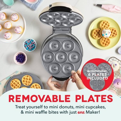Dash MultiMaker Treat Maker System with Waffle Bite, Mini Donut, & Mini Cupcake Plates Cream: Nonstick, 7 Cavities, 800W❗MAY HAVE MISSING PIECES❗❗ NEEDS CLEANING❗