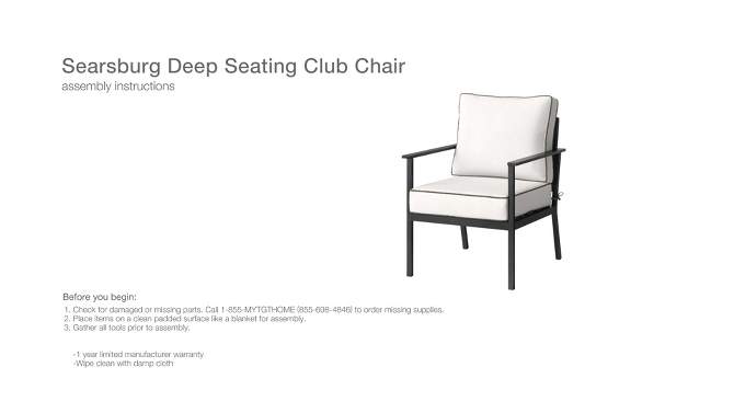 Searsburg Aluminum Deep Seating Outdoor Patio Chair, Club Chair, Accent Chair White/Black - Threshold&#8482;, 2 of 9, play video