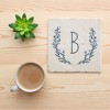 Personalization Mall Farmhouse Floral Personalized Letter Tumbled Stone Coaster Set - 4 of 4