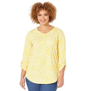 Catherines Women's Plus Size Liz&Me V-Neck Top - 1 of 4