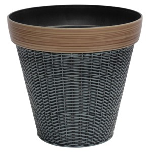 Alpine Corporation Large Woven Style Indoor Outdoor Planter with Drainage Hole Gray/Tan 12"x12"x12" - 1 of 4