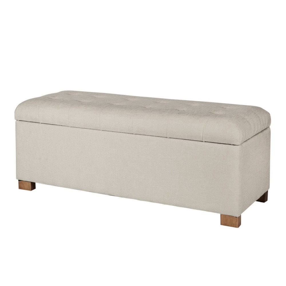 Photos - Chair Classic Large Tufted Storage Bench Light Gray - HomePop: Upholstered Ottom