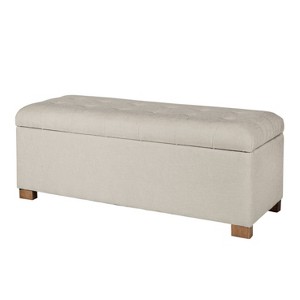 Classic Large Tufted Storage Bench Light Gray - HomePop