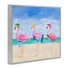 Stupell Industries Cute Pink Flamingos Beach Attire Strolling Coast Illustration Framed Giclee Art - 2 of 4