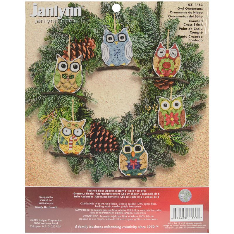 Janlynn Counted Cross Stitch Kit 3"X3" 6/Pkg-Owl (14 Count), 1 of 3