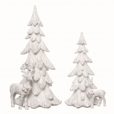 Transpac Resin Multicolor Christmas Tree Decor Set of 2